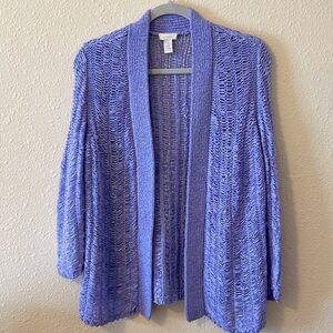 CHICO’S Purple Open Front Chunky Knit Cardigan Sz. 1/ MD.